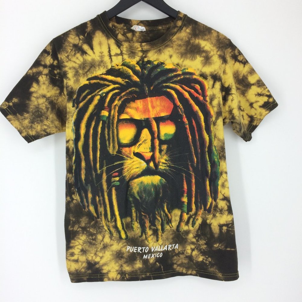 Puerto Vallarta Rasta Lion Yellow Tie Dye T-Shirt